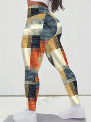  Colorblock Geometric Print Leggings