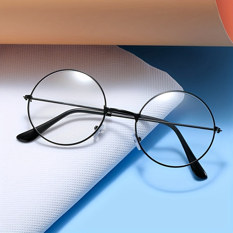 Men's Retro Round Frame Anti Light Glasses Reading Glasses