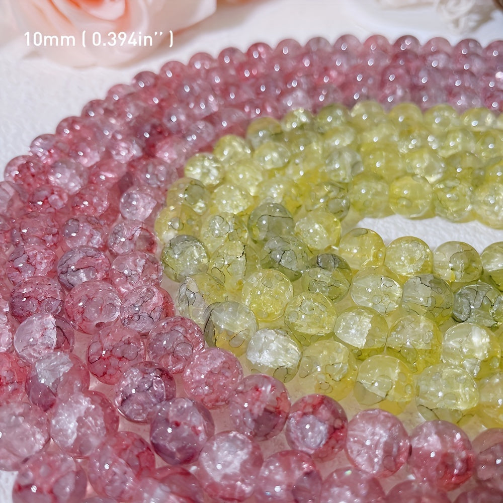 Ice Cracked Crystal Glass Round Beads Loose Spacer Beads for DIY Jewelry