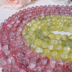 Ice Cracked Crystal Glass Round Beads Loose Spacer Beads for DIY Jewelry