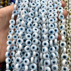 48pcs 8mm Evil Eye Glass Beads for Jewelry Making DIY Charms Materials
