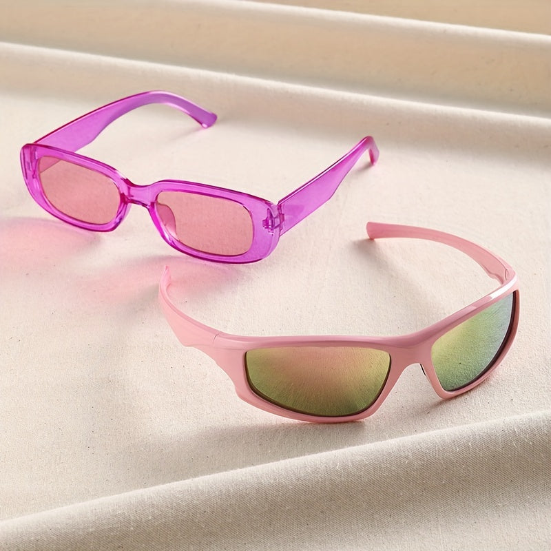 2piars Y2K Wrap Around Sunglasses Pink UV400
