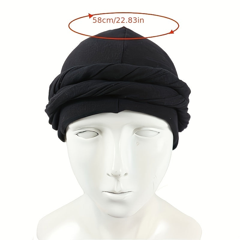 Men's Bandana Hat Braid Scarf Hat Wrap Head Hat Soft Satin Inner Hat