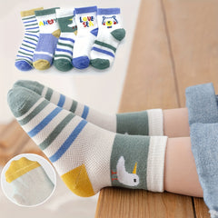 5pairs Baby Boys Kids Mesh Breathable Crew Socks for Summer