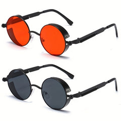 Steampunk Sunglasses Vintage Round Classic Mirrored Glasses