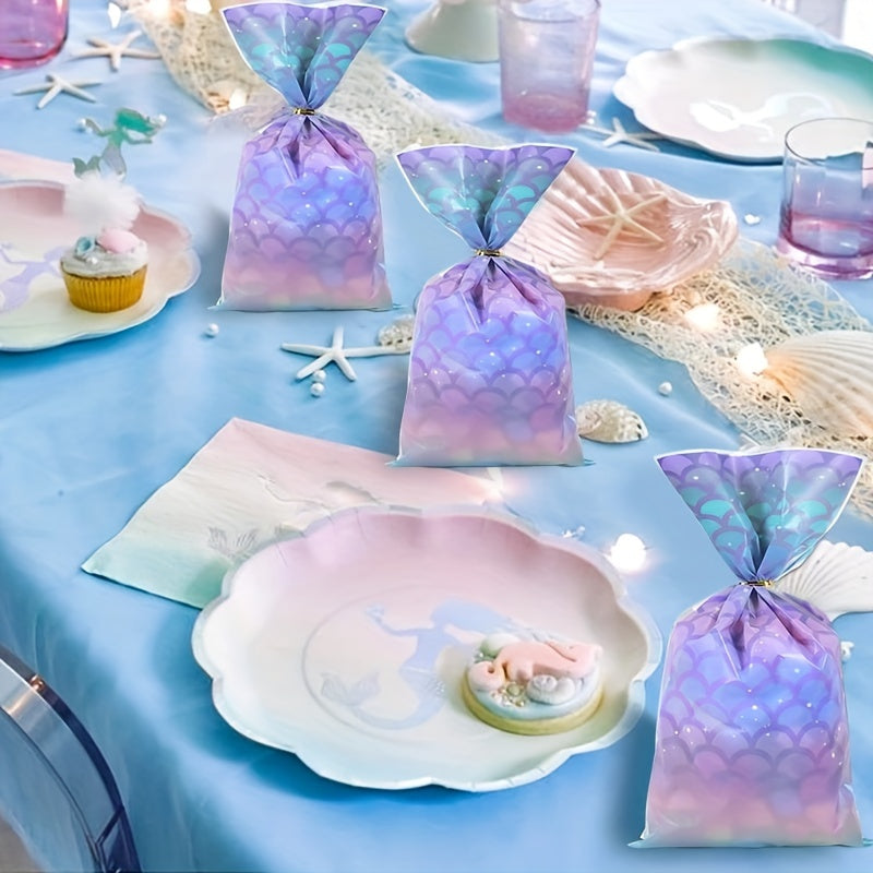 25 50pcs Mermaid Tail Treat Bags for Birthday Parties