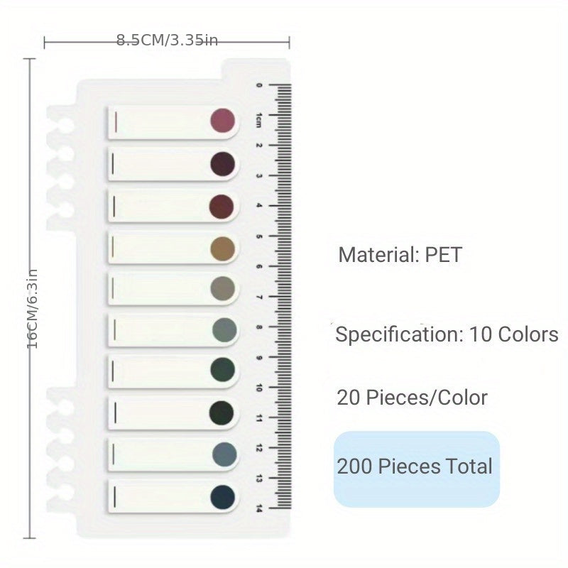200 Colored Sticky Tabs for Annotating Books