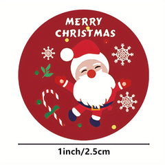 500 Christmas Stickers Roll Happy Holiday Cartoon Self-adhesive