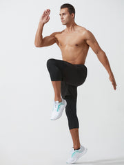 Men's Double Layer Capris With Pockets High Stretch Drawstring