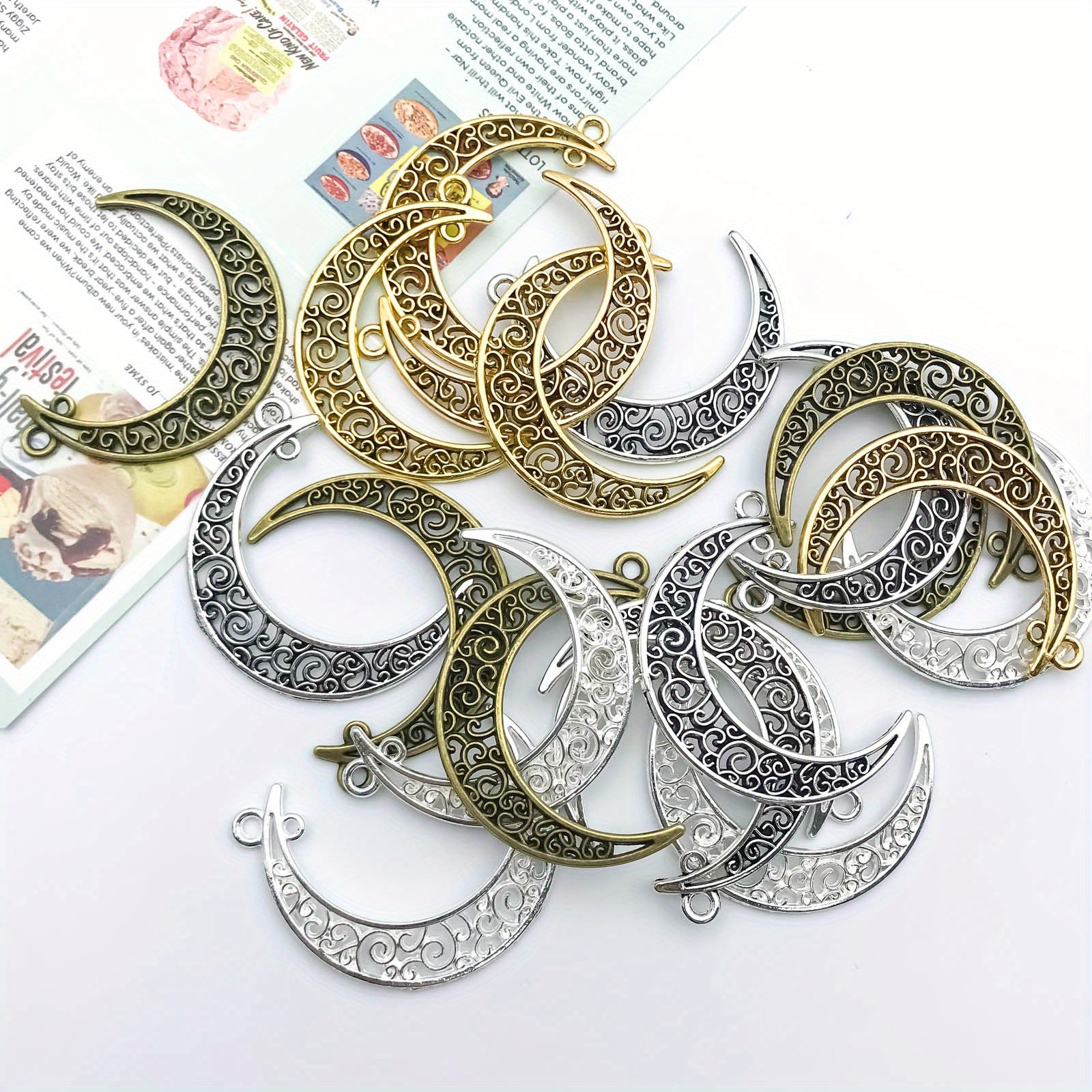 20pcs Mixed Crescent Shape Pendants for DIY Jewelry Making