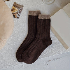 5 Pairs Colorblock Crew Socks Soft Women's Stockings