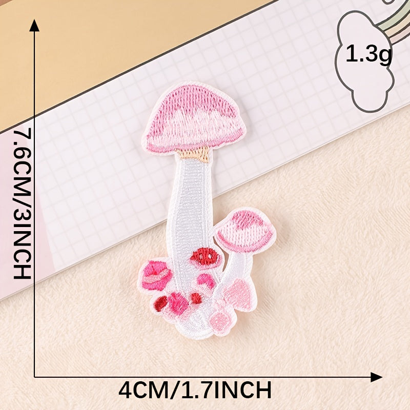 6pcs Mushroom Embroidery Patches Art Decor DIY Clothes Accessories