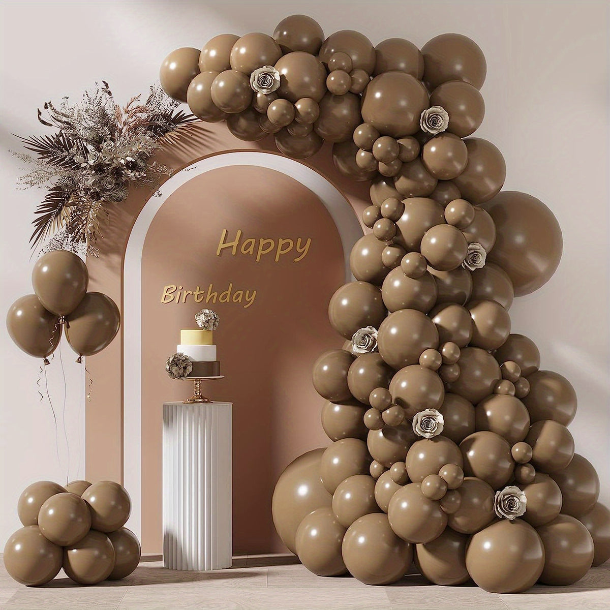 87pcs Brown Balloons in Various Sizes for Garland Arch Coffee Latex Balloon