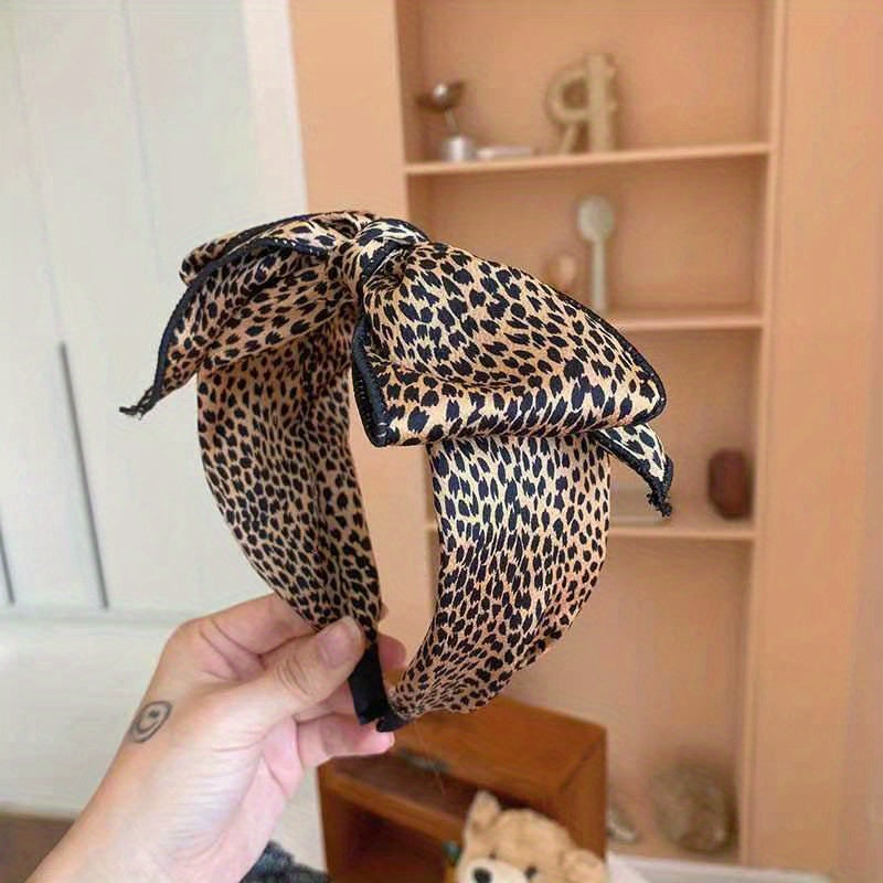 Leopard Print Headband Retro Bowknot Hair Hoop Non-slip Hair Accessories