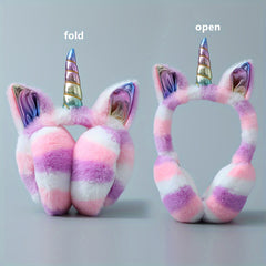 Multicolor Foldable Fleece Unicorn Earmuffs