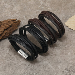 Men's Vintage Weave PU Leather Bracelet