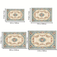 Vintage Floral Area Rug Stain Resistant Washable Anti Fatigue Water Absorbent