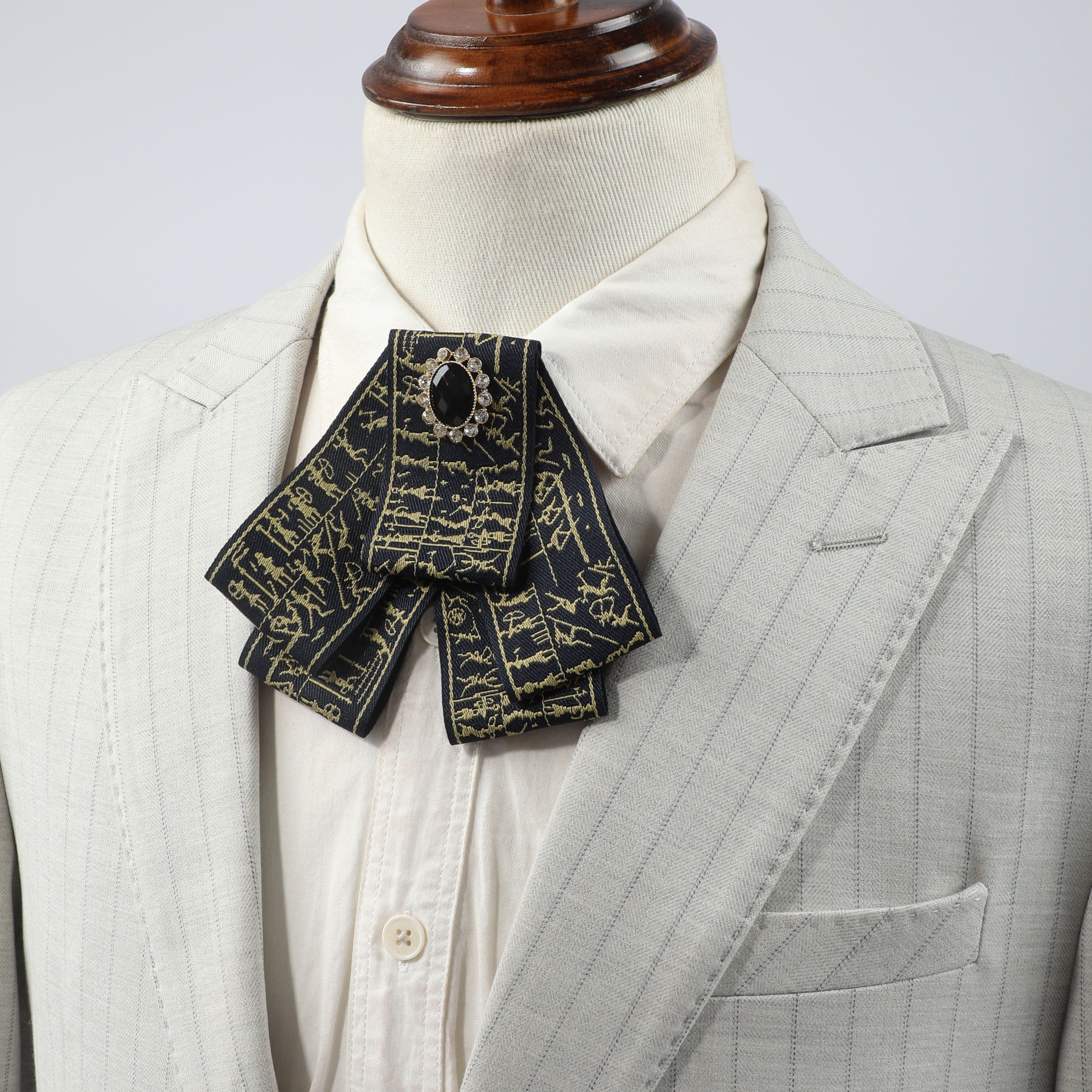 Men's Formal Dress Vintage Skeleton Head Gemstone Collar Bow Tie