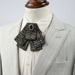 Men's Formal Dress Vintage Skeleton Head Gemstone Collar Bow Tie