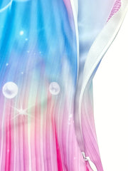 Girls Tie Dye Mermaid Bikini Set Ruffle Trim Cami Top & Shorts & Mermaid Tail