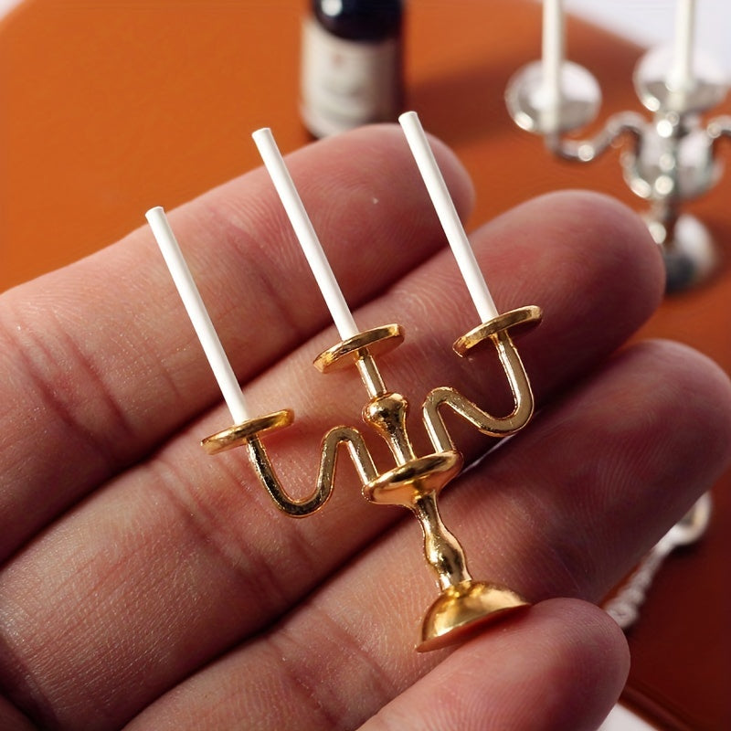 1/12 Dollhouse Candle Holder Mini Toy Alloy Decoration