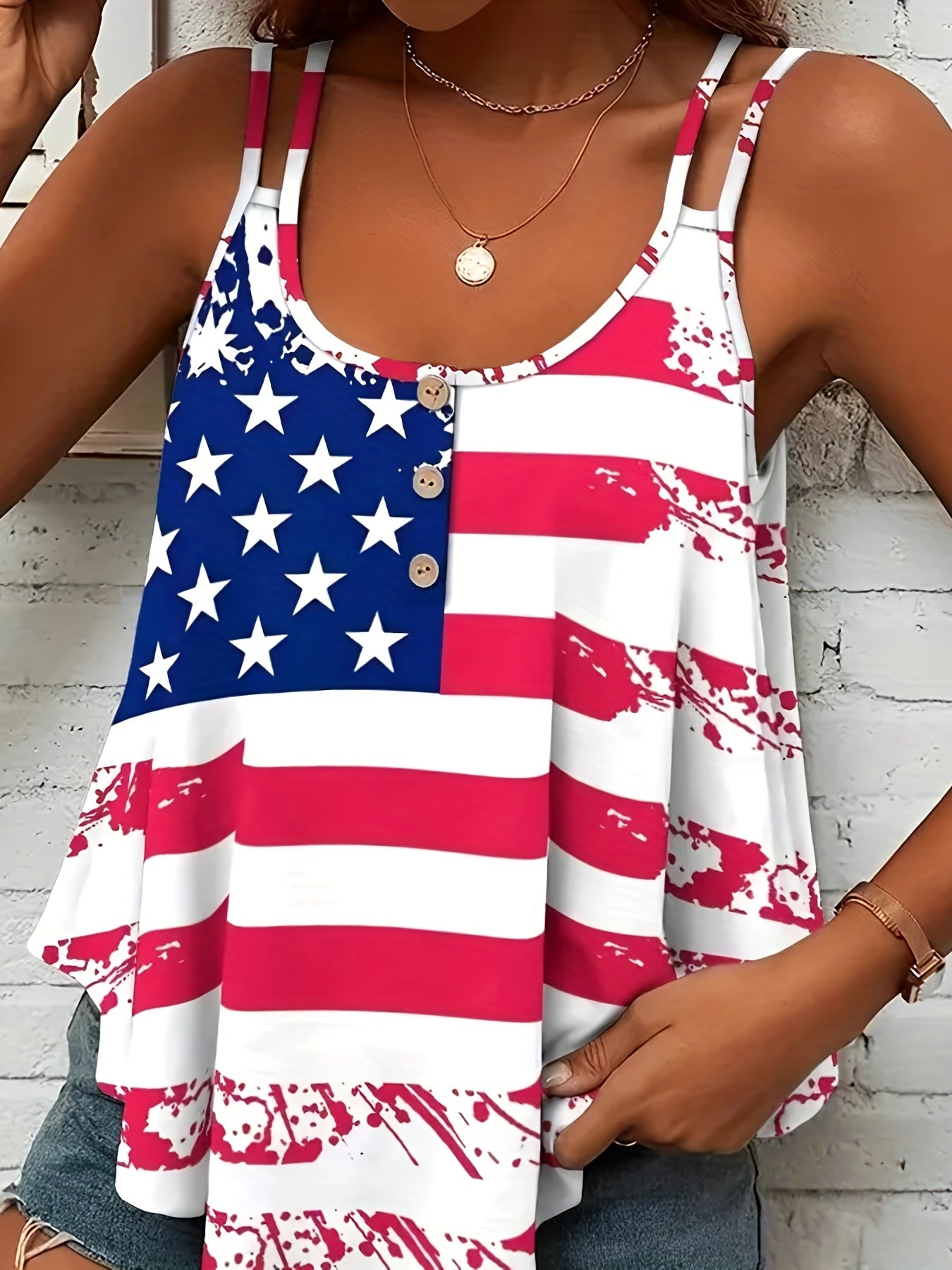 Independence Casual Tank Top with Flag Print