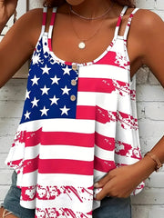  Independence Casual Tank Top with Flag Print
