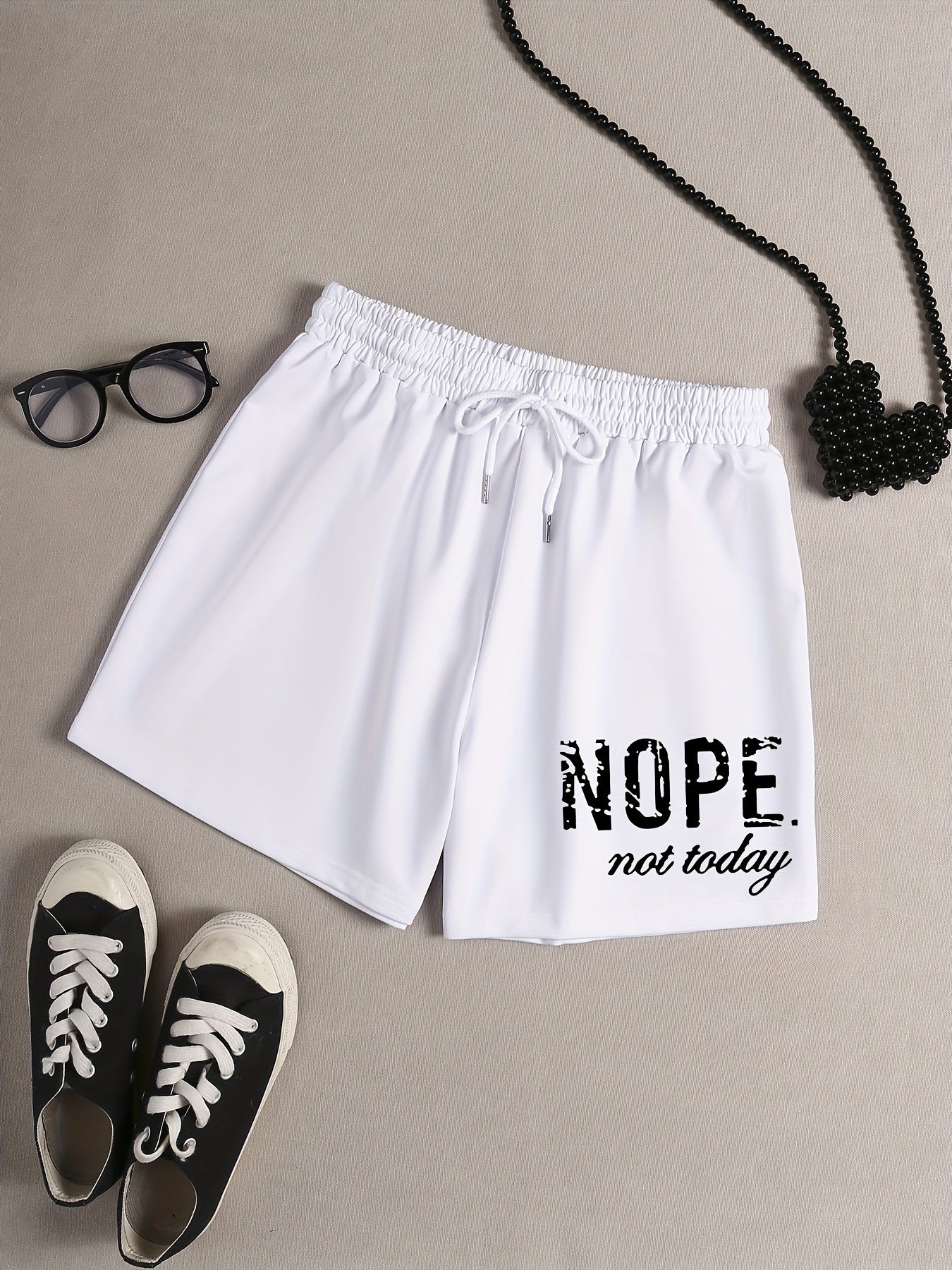  Slogan Print Home Wear Shorts