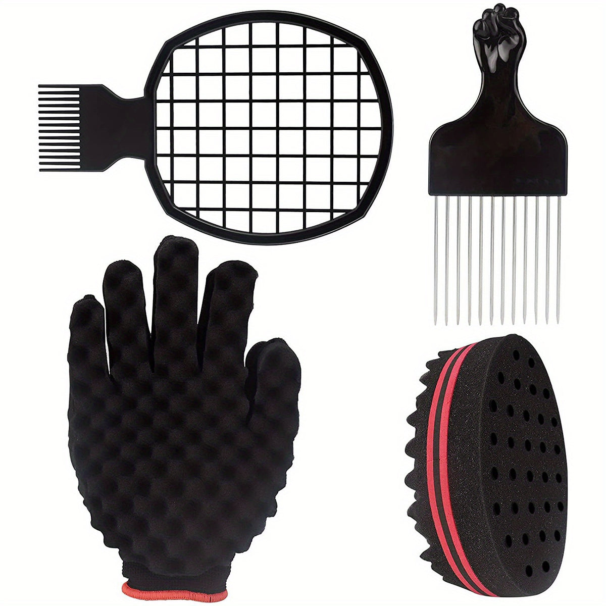 Hair Sponge Set Afro Hair Sponge Barber Brush Pick and Twist Comb for Girls
