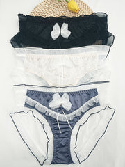 3pcs Contrast Mesh Briefs Comfy & Breathable Intimates Panties