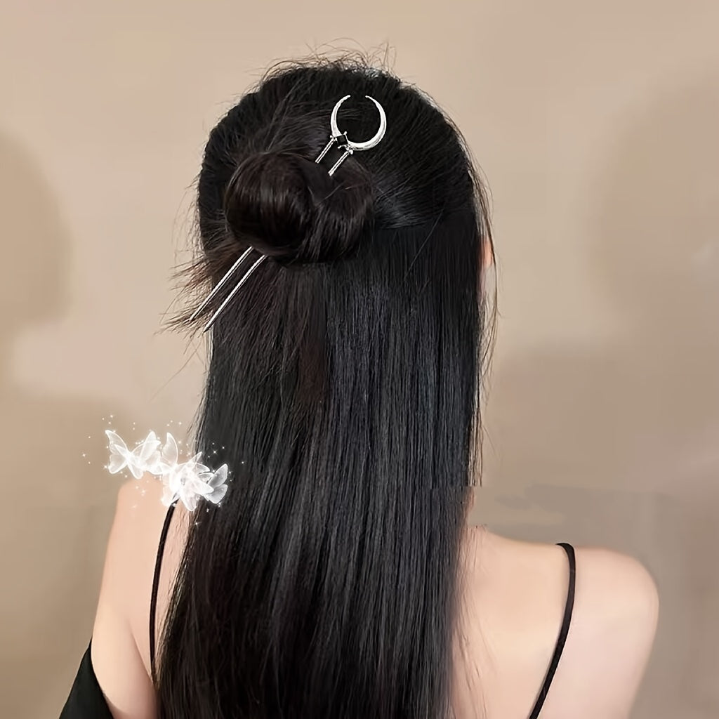 Crescent Moon Decor Hair Pin - Hair Bun Holder