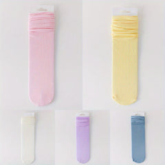 5 Pairs Solid Socks Comfy & Breathable Women's Stockings