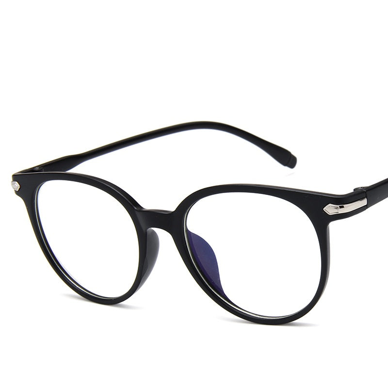 Round Frame Clear Lens Glasses Rivet Decor Eyewear
