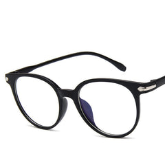 Round Frame Clear Lens Glasses Rivet Decor Eyewear