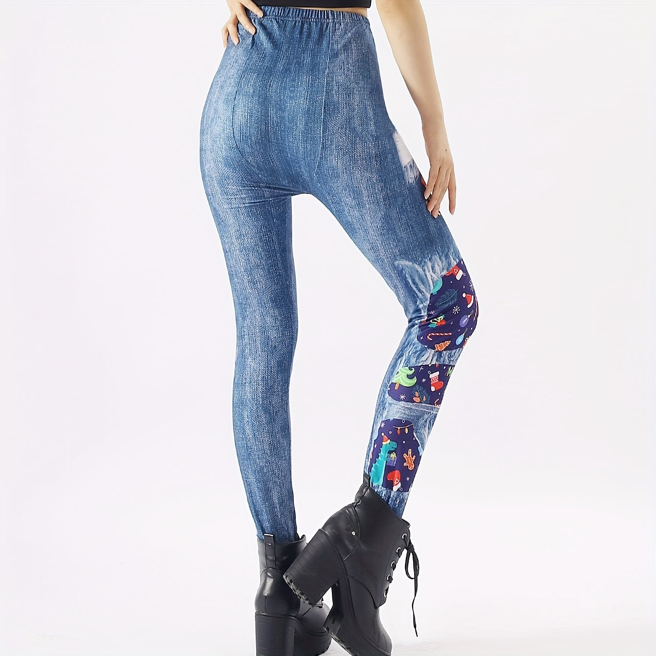 Christmas Print Tights Opaque High Waist Elastic Leggings Women's Stockings