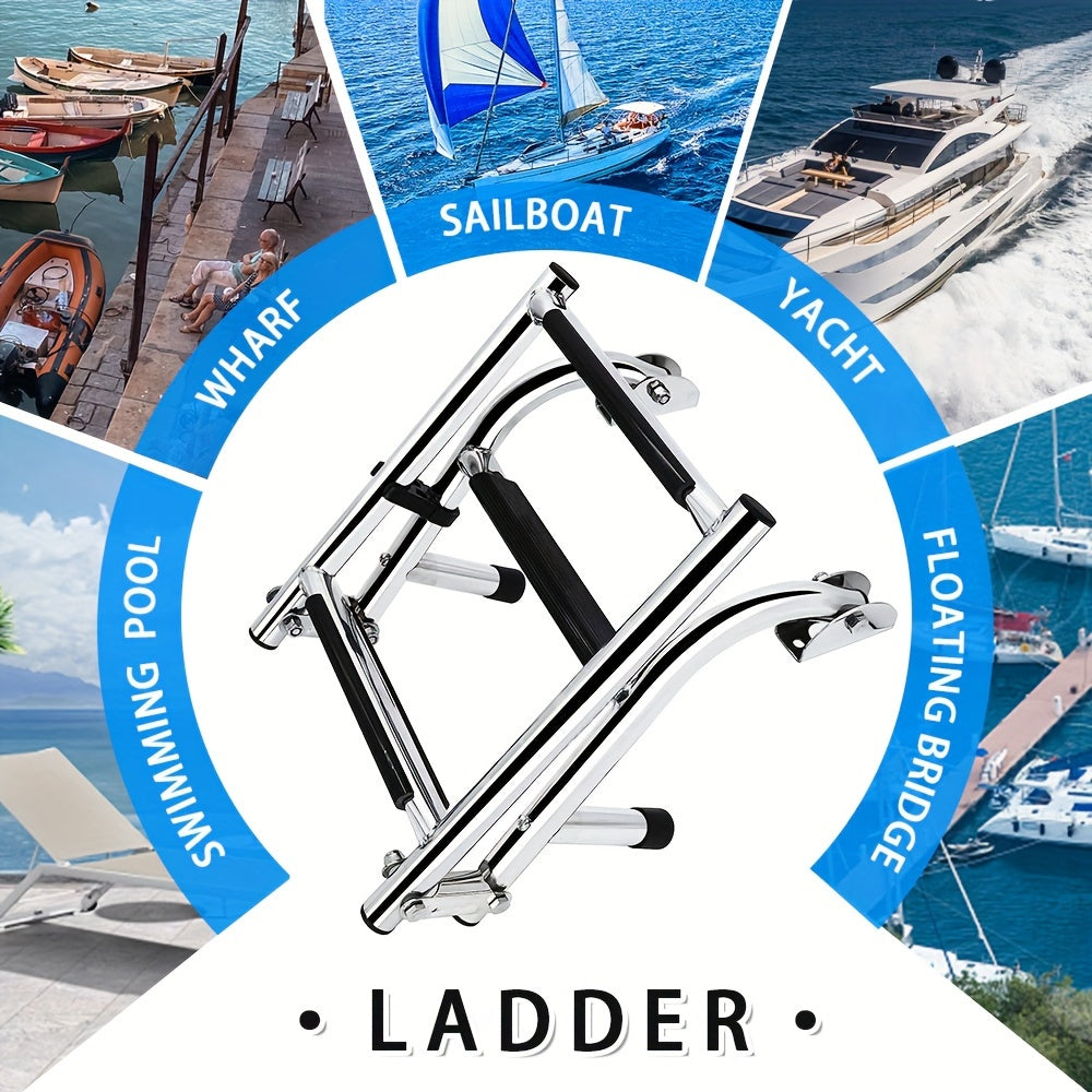 3 Step Telescopic Boat Ladder Stainless Steel Foldable Boat Ladder