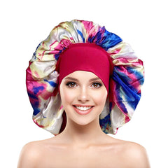 Colorful Tie Dye Bonnet Large Satin Sleep Turban Cap