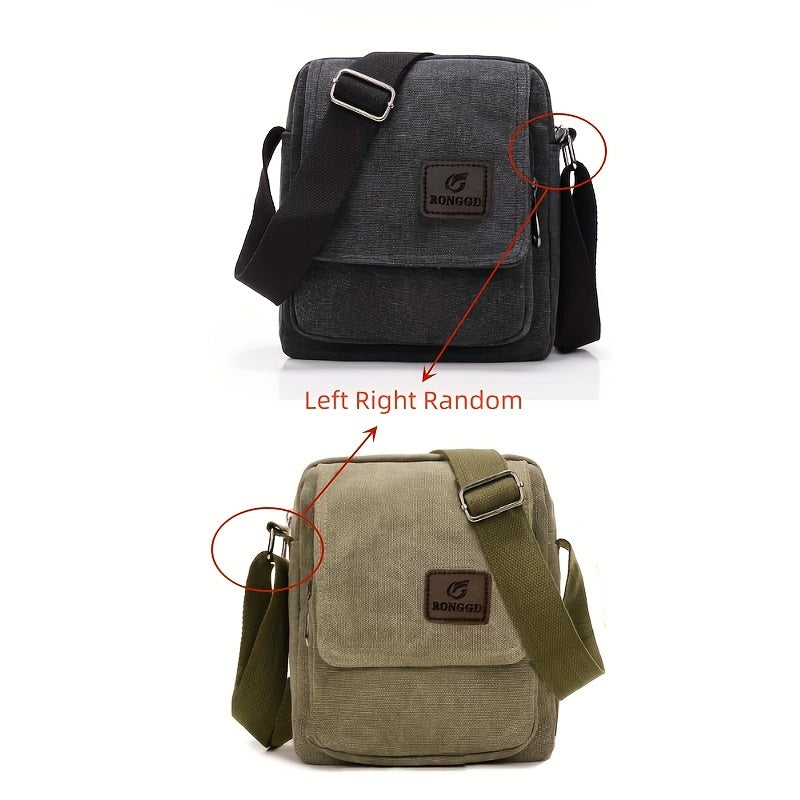 Vintage Square Shoulder Bag Zipper Crossbody Bag Lightweight Canvas Bag