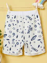 Boys No Future Planet Star Moon Print Shorts Casual Soft Breathable