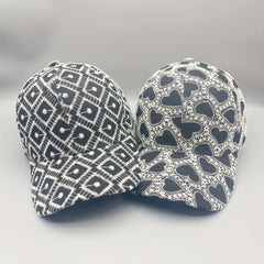 Geometric Embroidery Baseball Cap Heart Dot Pattern Dad Hats