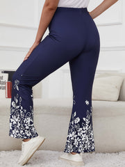  Floral Print Elastic Trousers