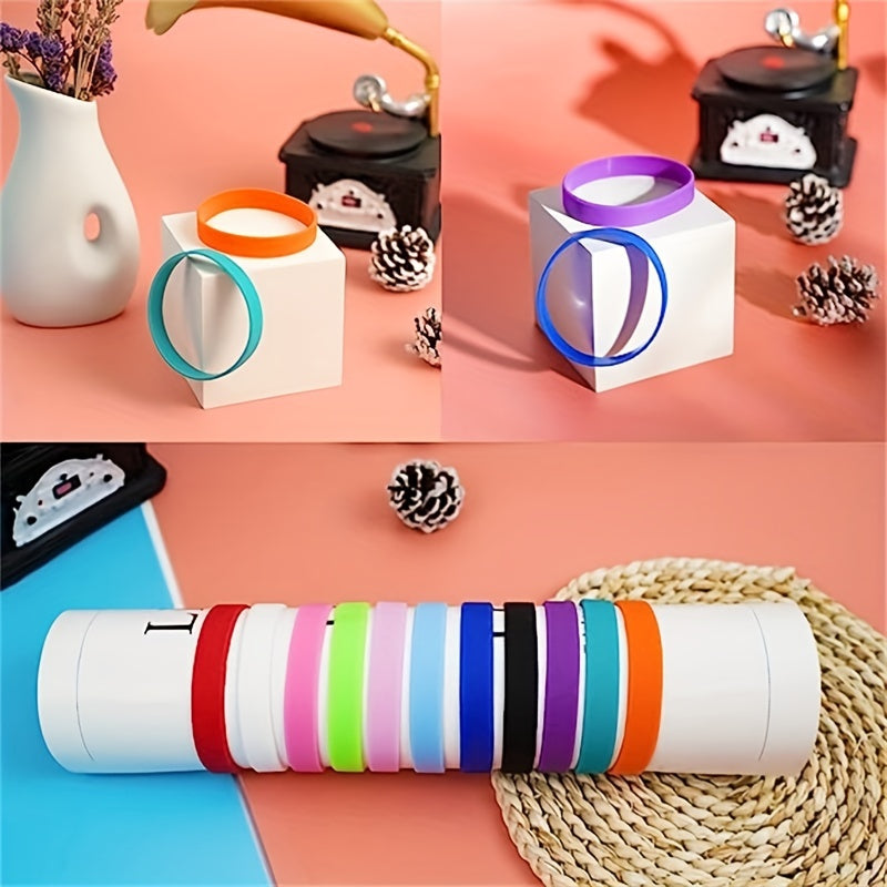 12 Pcs Mixed Silicone Wristbands Solid Bracelets