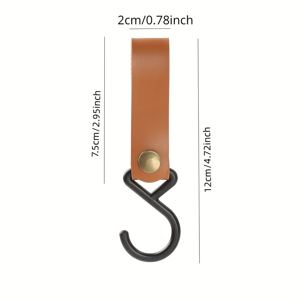 4pcs Outdoor Storage Leather Hook Tent Clothesline Hanging Buckle