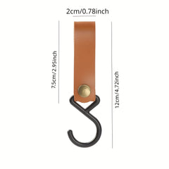4pcs Outdoor Storage Leather Hook Tent Clothesline Hanging Buckle