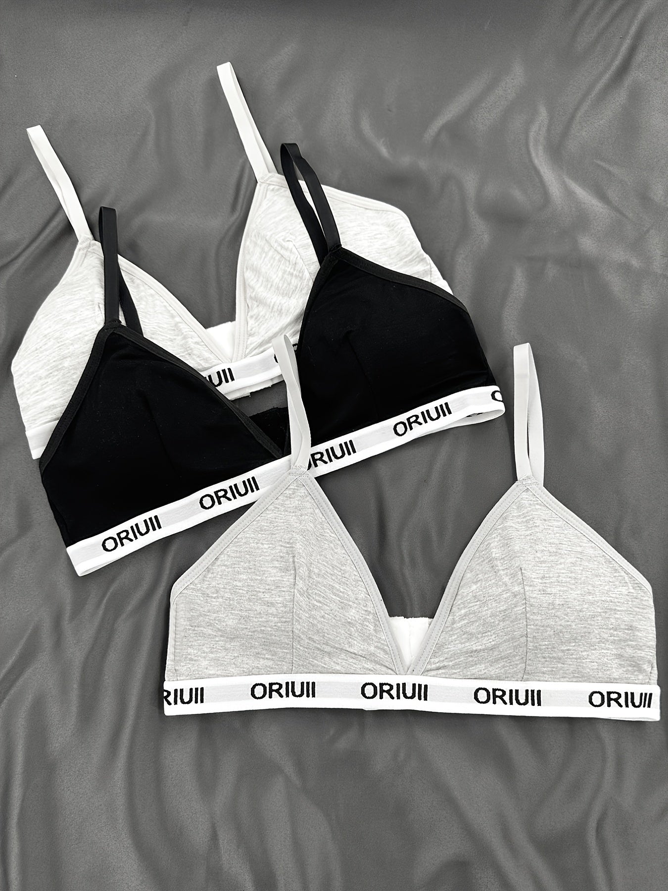 3pcs Letter Sports Bras Comfy Yoga Fitness Bra Women's Underwear