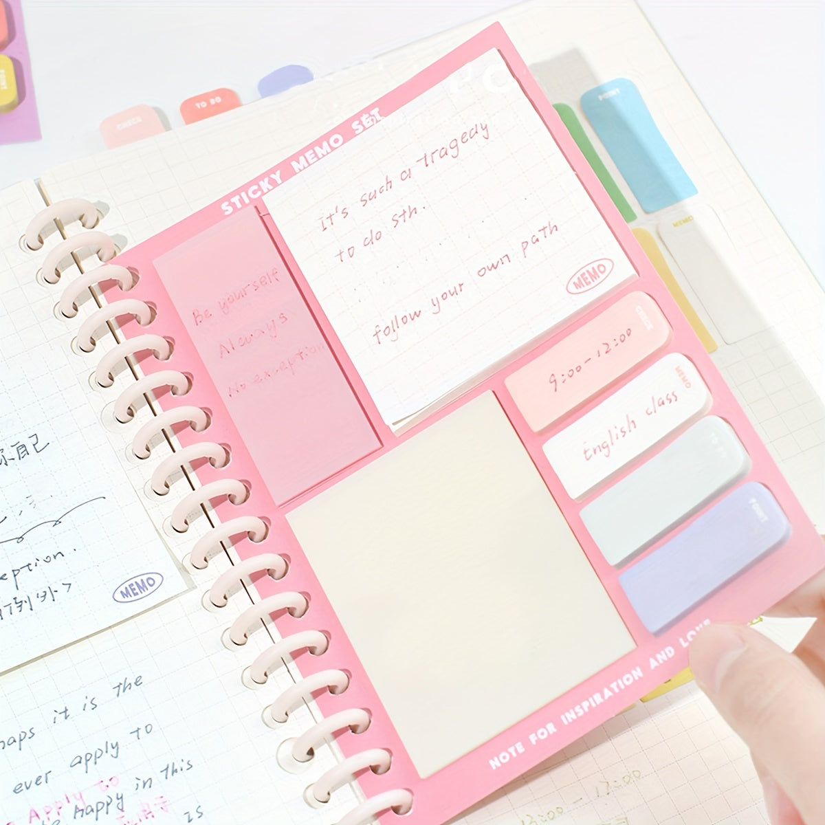 Four Sizes Checkered Sticky Notes 210 Sheets