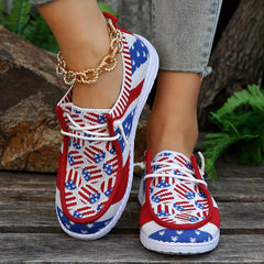 Women's Checkered Canvas Slip On Shoes Round Toe Lace Up Casual Flat Comfy