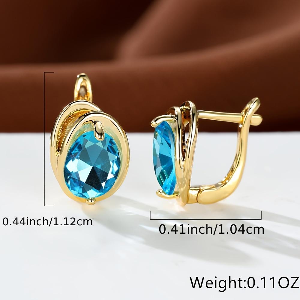 Elegant Oval Cut Zircon Earrings 18K Plated Jewelry