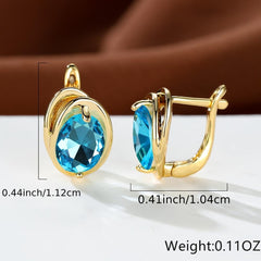 Elegant Oval Cut Zircon Earrings 18K Plated Jewelry
