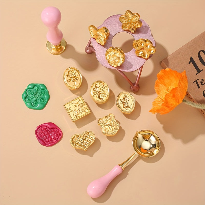 Flowers Plants Wax Seal Stamp Heads 10pcs Box
